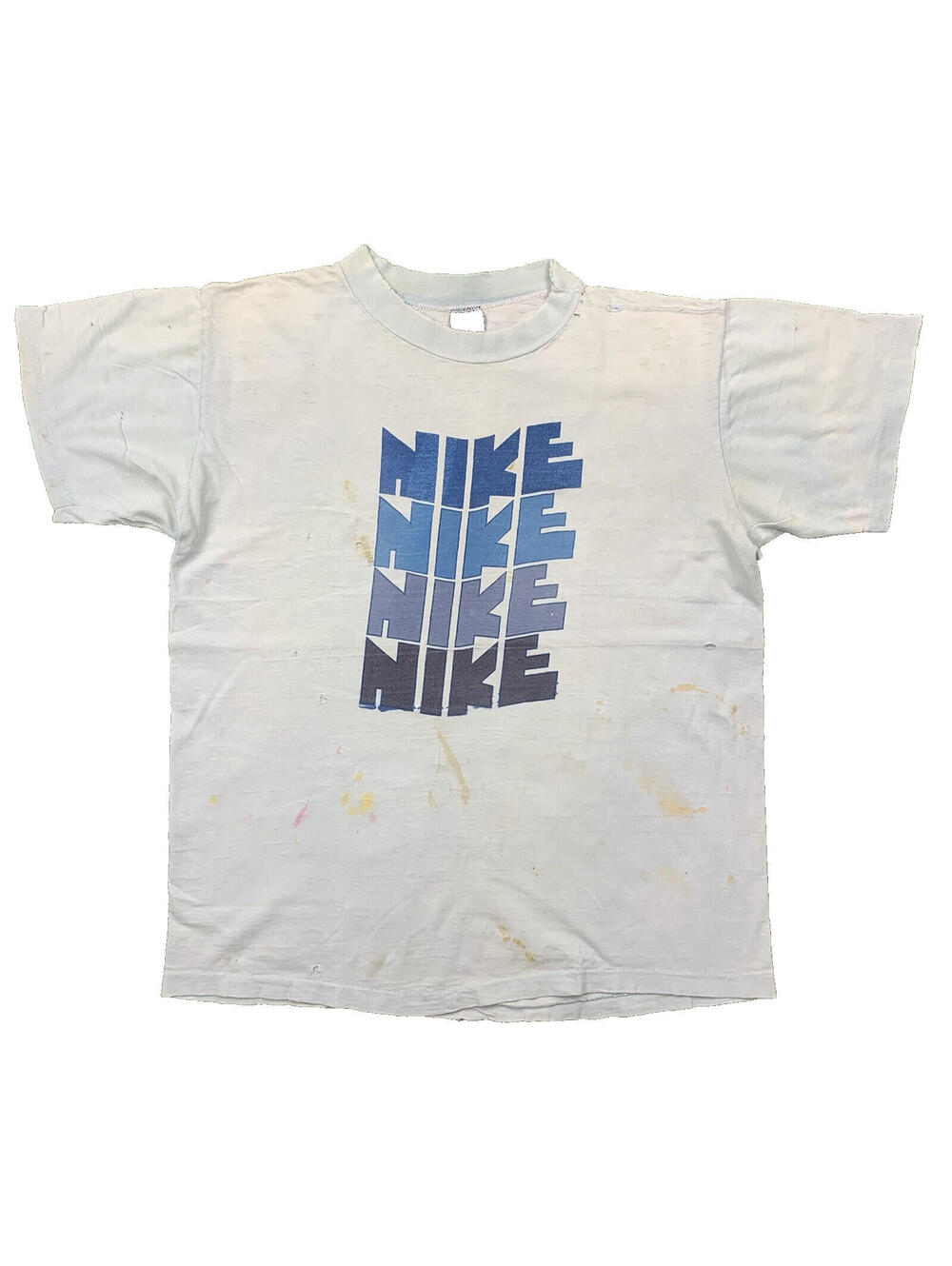 Nike Vintage T Shirt Mens L Quad Block Print Thrashed 70s Original Distressed